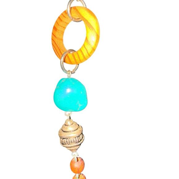 Unbranded Beaded‎ Statement Necklace Boho Beach Turquoise Silver Wood Festival - Picture 3 of 9